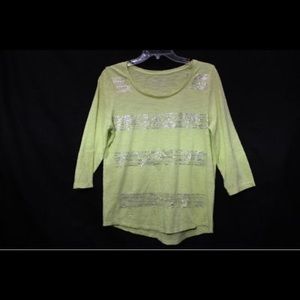 CHICO'S Sadie Striped Sequin Top Womens Size L